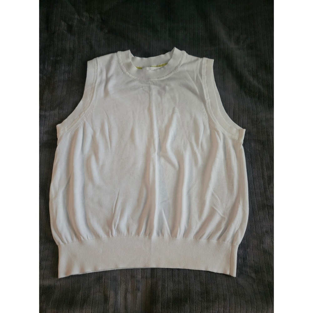 Free Assembly Womens White Cotton Modal Knit Sleeveless Sweater Vest XL